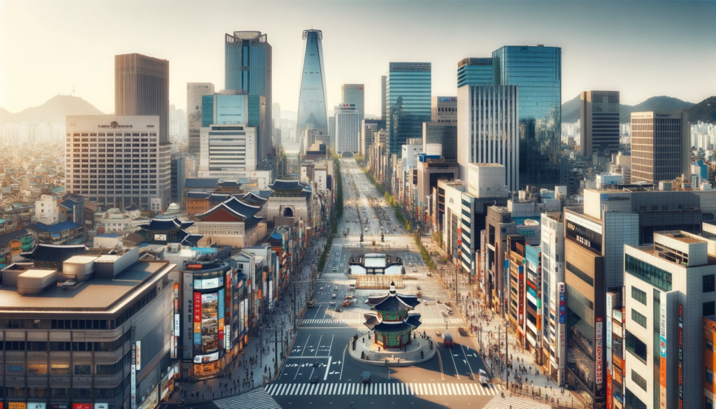 A panoramic view of South Korea's downtown core