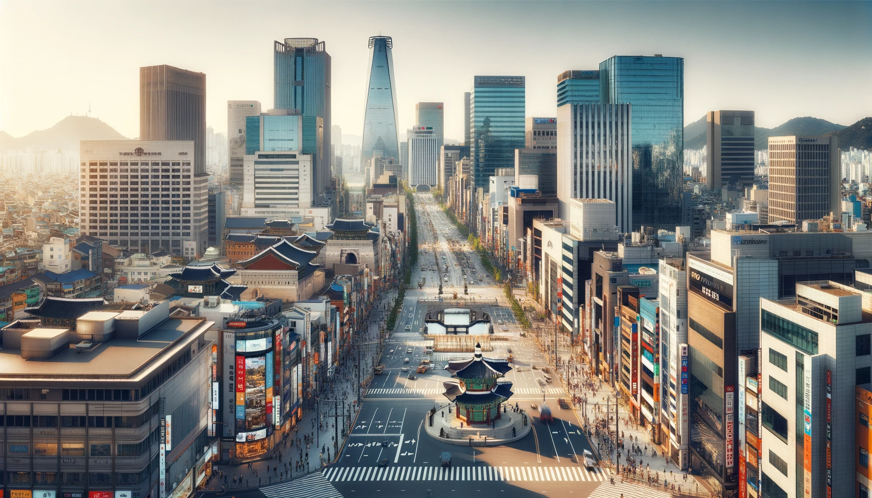 A panoramic view of South Korea's downtown core